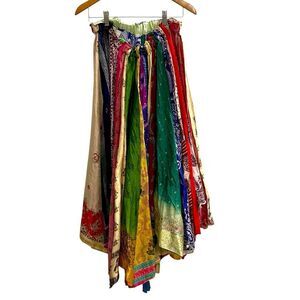 VINTAGE HANDMADE Multicolor Bohemian Gathered Skirt Size Large